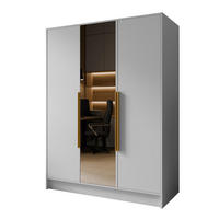 DREHTÜRENSCHRANK RENVO 150/200/51 cm Modern Kleiderschrank 3-türig mit Spiegel Weiß - Weiß, Holzwerkstoff (150/200/51cm) - MASSENO