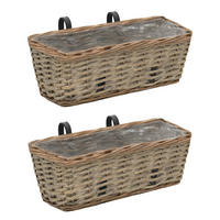 BALKON-BLUMENTÖPFE 2er Set Weide Mit Pe-Auskleidung 40 Cm - Braun, Naturmaterialen (16/13/40cm) - vidaXL