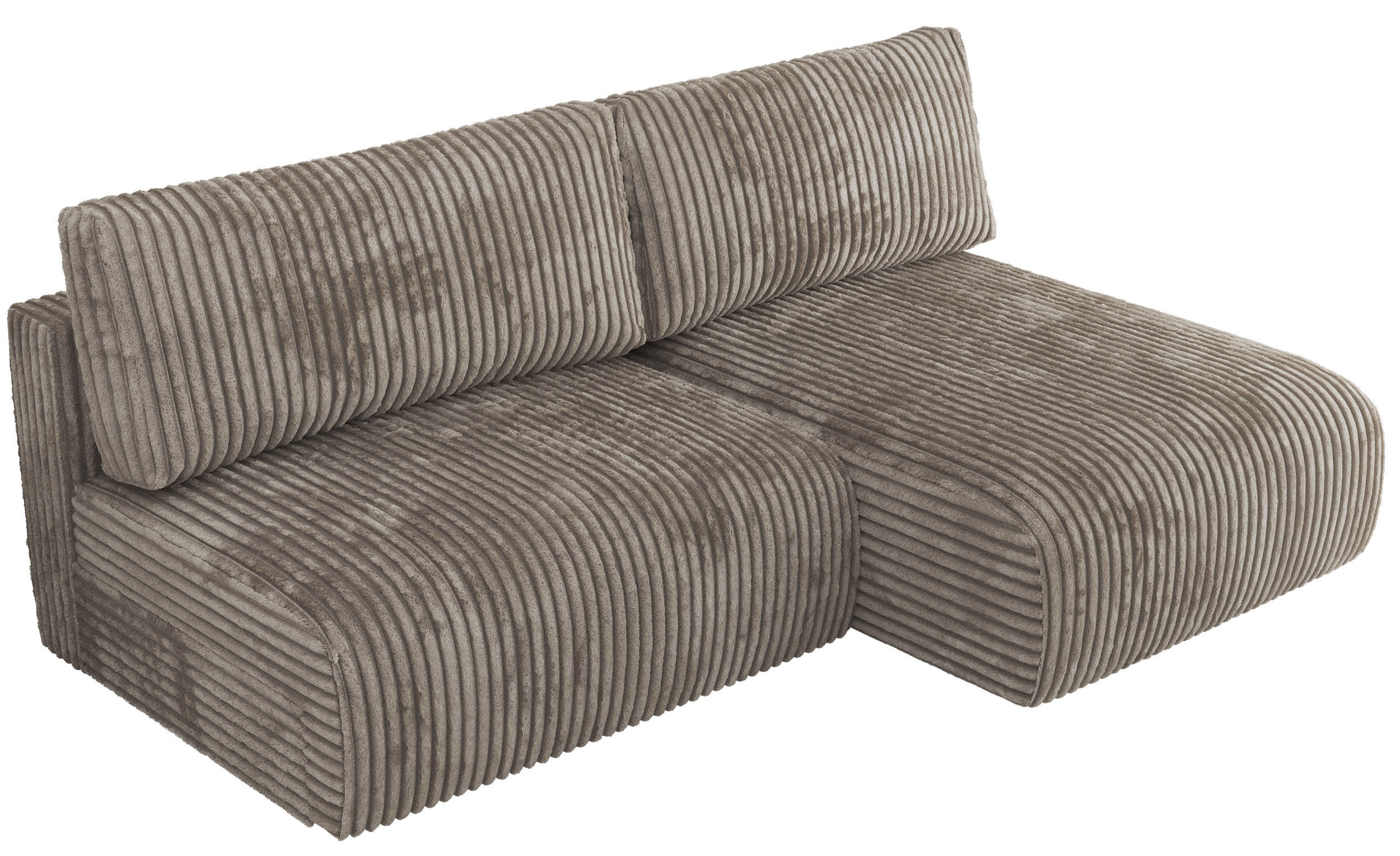 ECKSCHLAFSOFA VIVO L Hellbraun Cord - rechts - Hellbraun/Schwarz, Kunststoff/Textil (150/223cm) - MKS