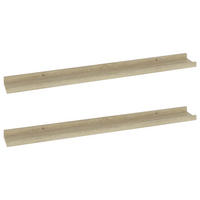 WANDREGALSET 2-teilig 80/9/3 cm aus MDF Sonoma-Eiche Max. Belastbarkeit 5 KG - Sonoma Eiche, Holzwerkstoff (80/3/9cm) - vidaXL