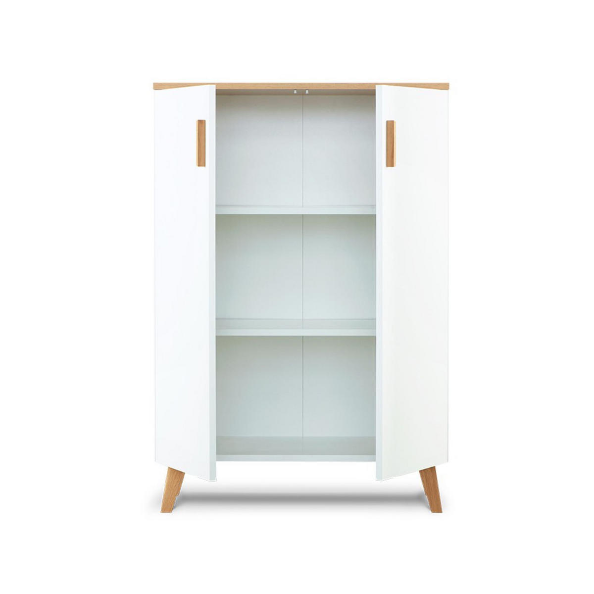 TÜRKOMMODE FRISK 2 Türen, weiß - Eichefarben/Weiß, Eichenholz/Holzwerkstoff (80/117/46cm) - KONSIMO®