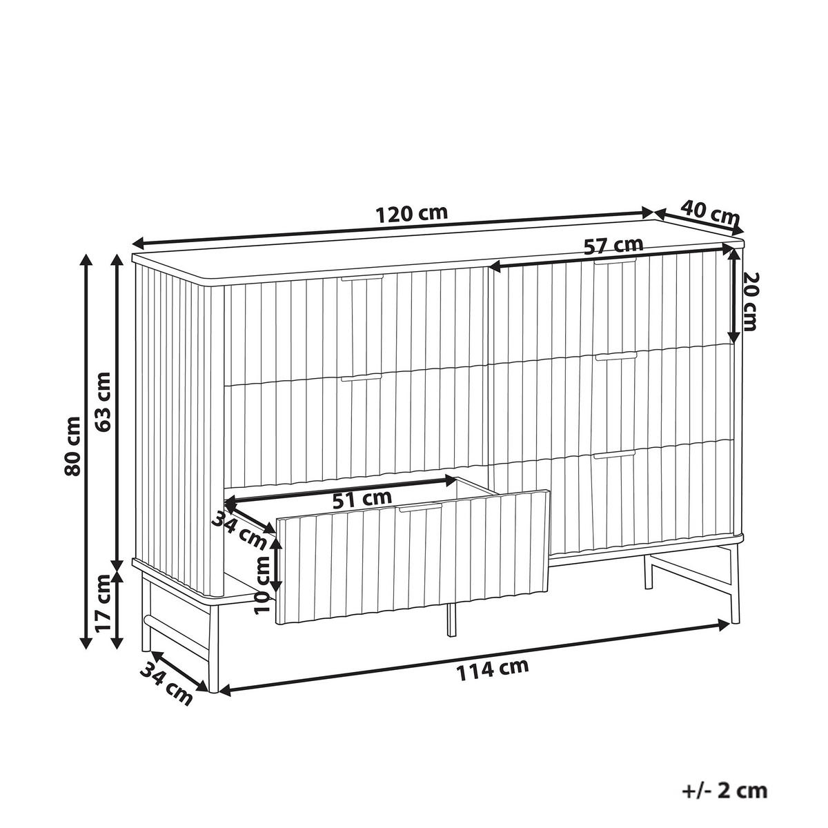 KOMODA s 6 zásuvkami Černá Glastonbury - černá, kompozitní dřevo (120/80/40cm) - Beliani