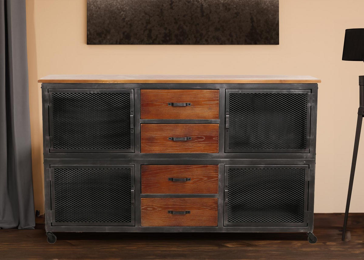 SIDEBOARD Schwarz, Beige - Beige/Schwarz, Holz (150/90/40cm) - MCW