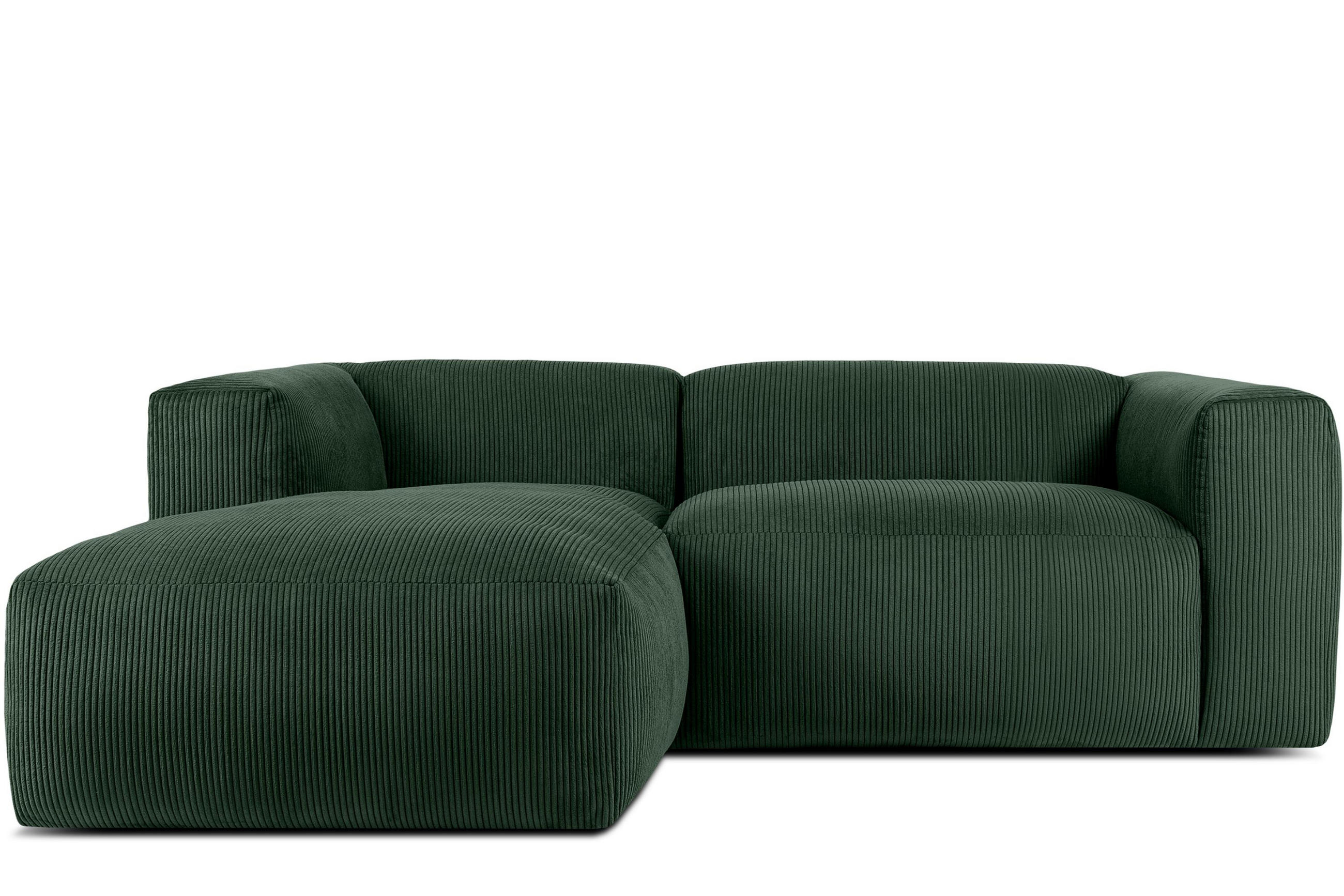 ECKMODULSOFA-LINKS BUFFO 3/4 Sitzer mit extrem weicher Sitzfläche, Kordstoff, dunkelgrün - Dunkelgrün, Textil (237/180cm) - KONSIMO®