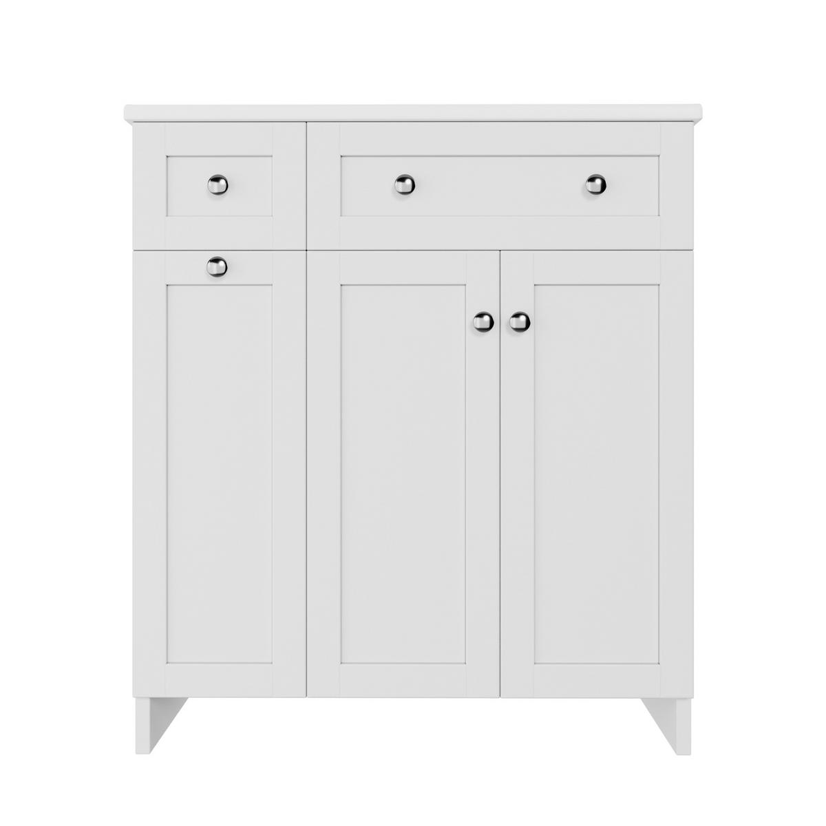 WASCHTISCHKOMBI 76/47/86 cm Weiß mit freistehender Waschtisch und 3 Schubladen, ohne Wasserhahn - Edelstahlfarben/Weiß, Holz/Holzwerkstoff (47/86/76cm) - Oxeza