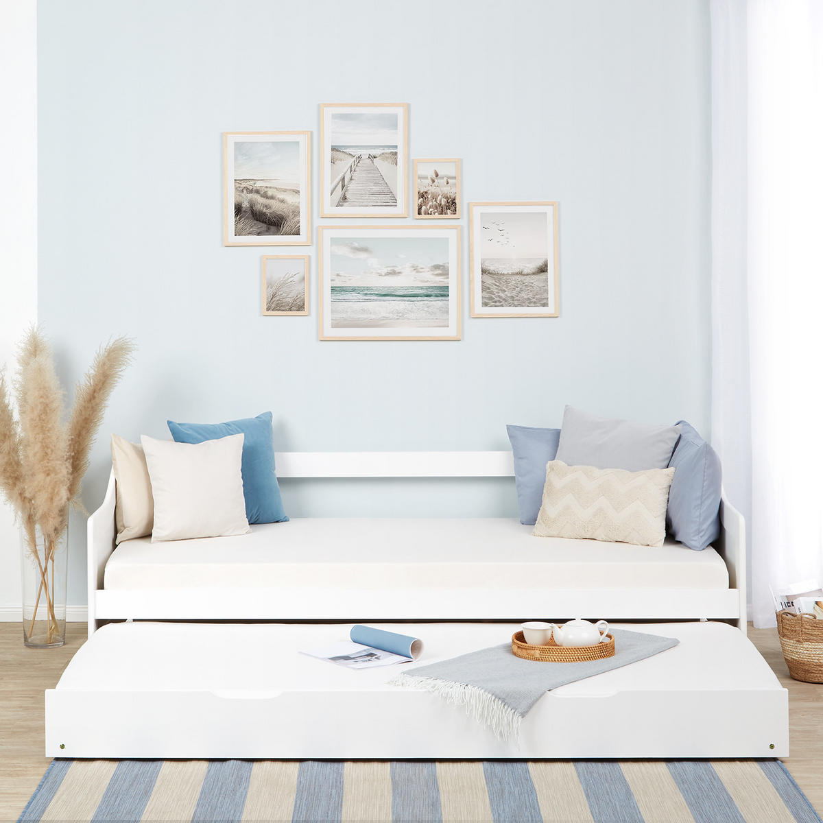 TAGESBETT ausziehbar 90/200 cm Weiß - Weiß, Holz (90/200cm) - Homestyle4u