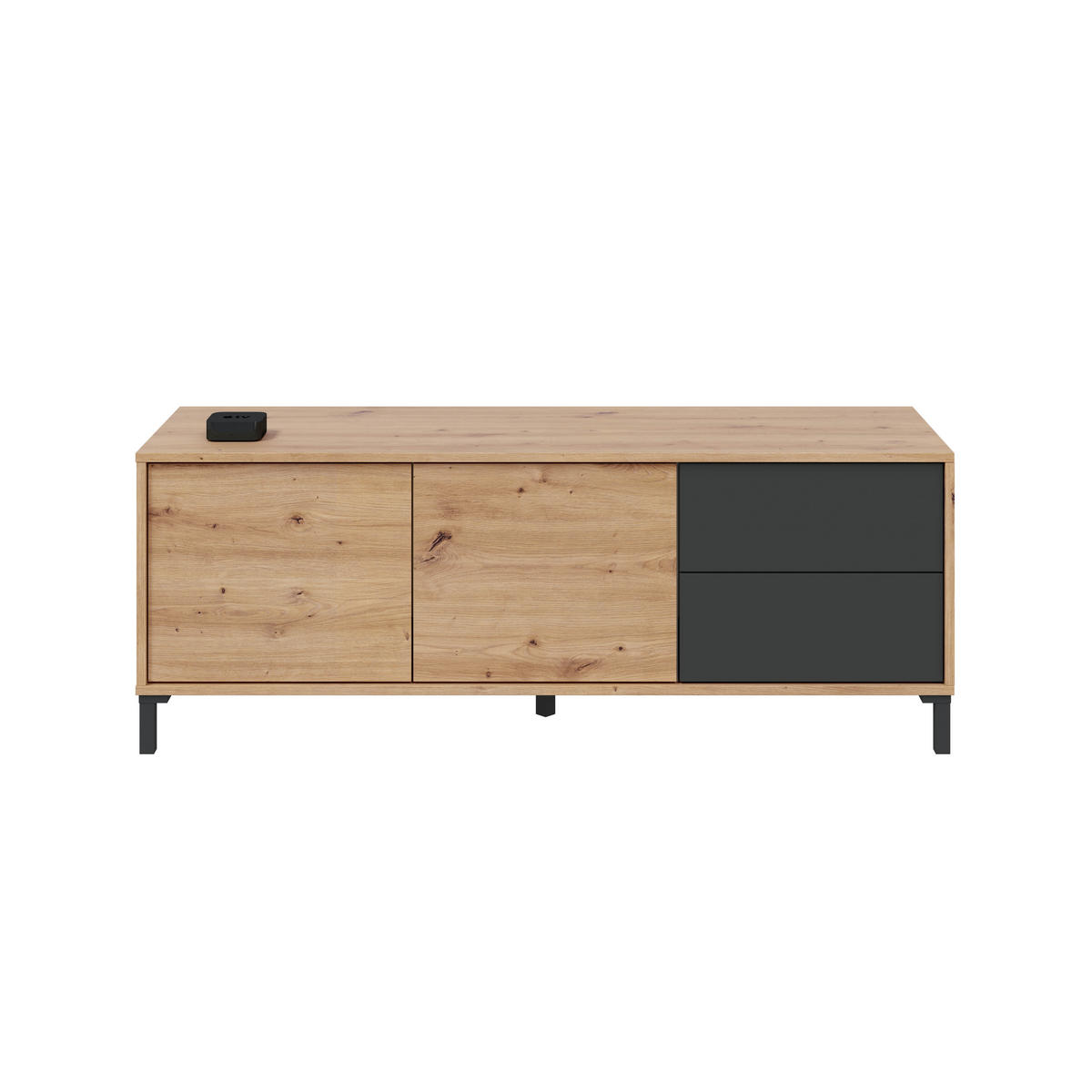 TV-MÖBEL mit 2 Türen und 2 Schubladen Brooklyn - L130 cm - Eiche Artisan/Grau, Holzwerkstoff (41/47/130cm) - Calicosy