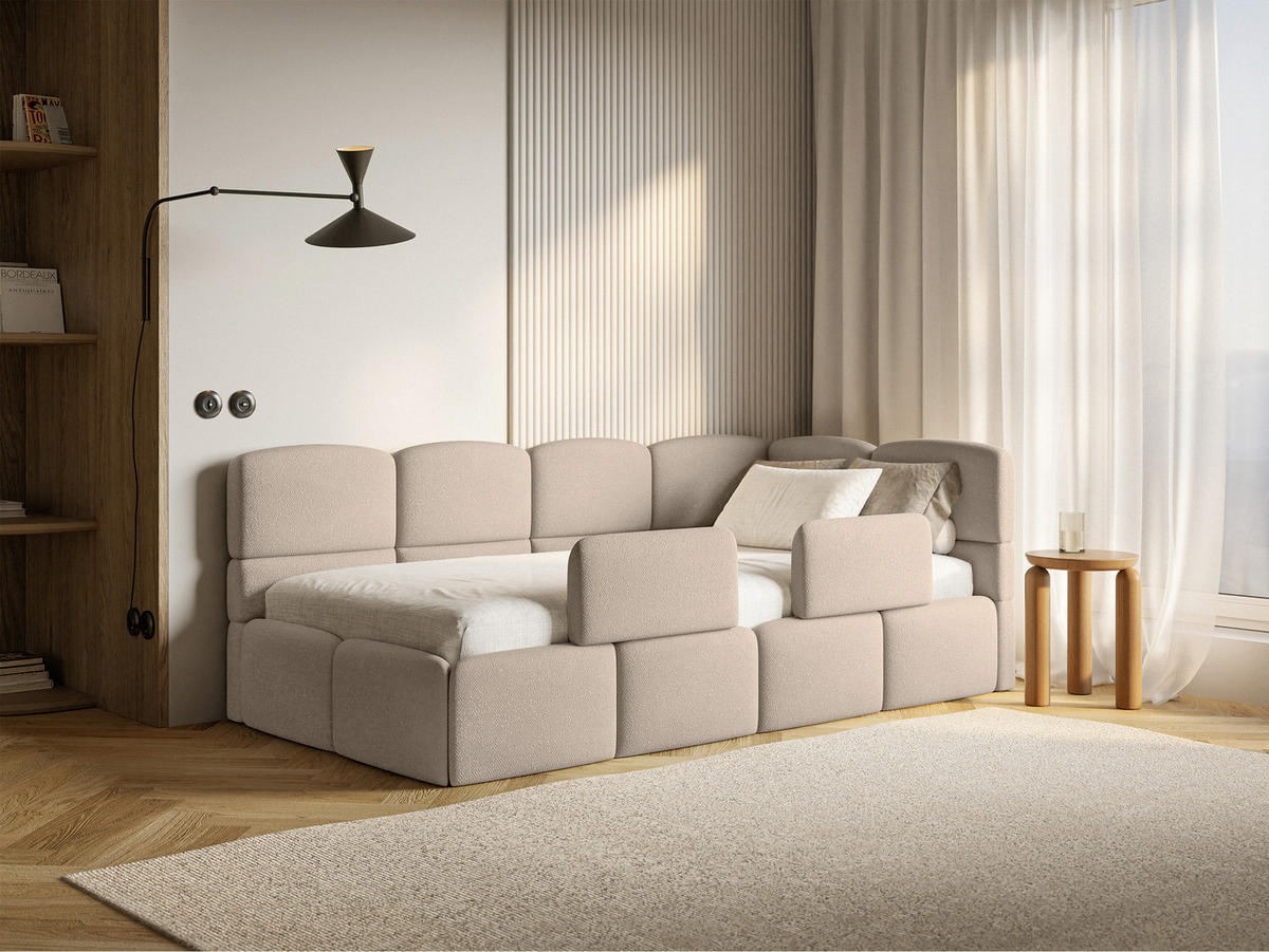 KINDERBETT Cloudy Beige 120 x 200 cm - Beige/Schwarz, Kunststoff/Textil (120/200cm) - Selsey