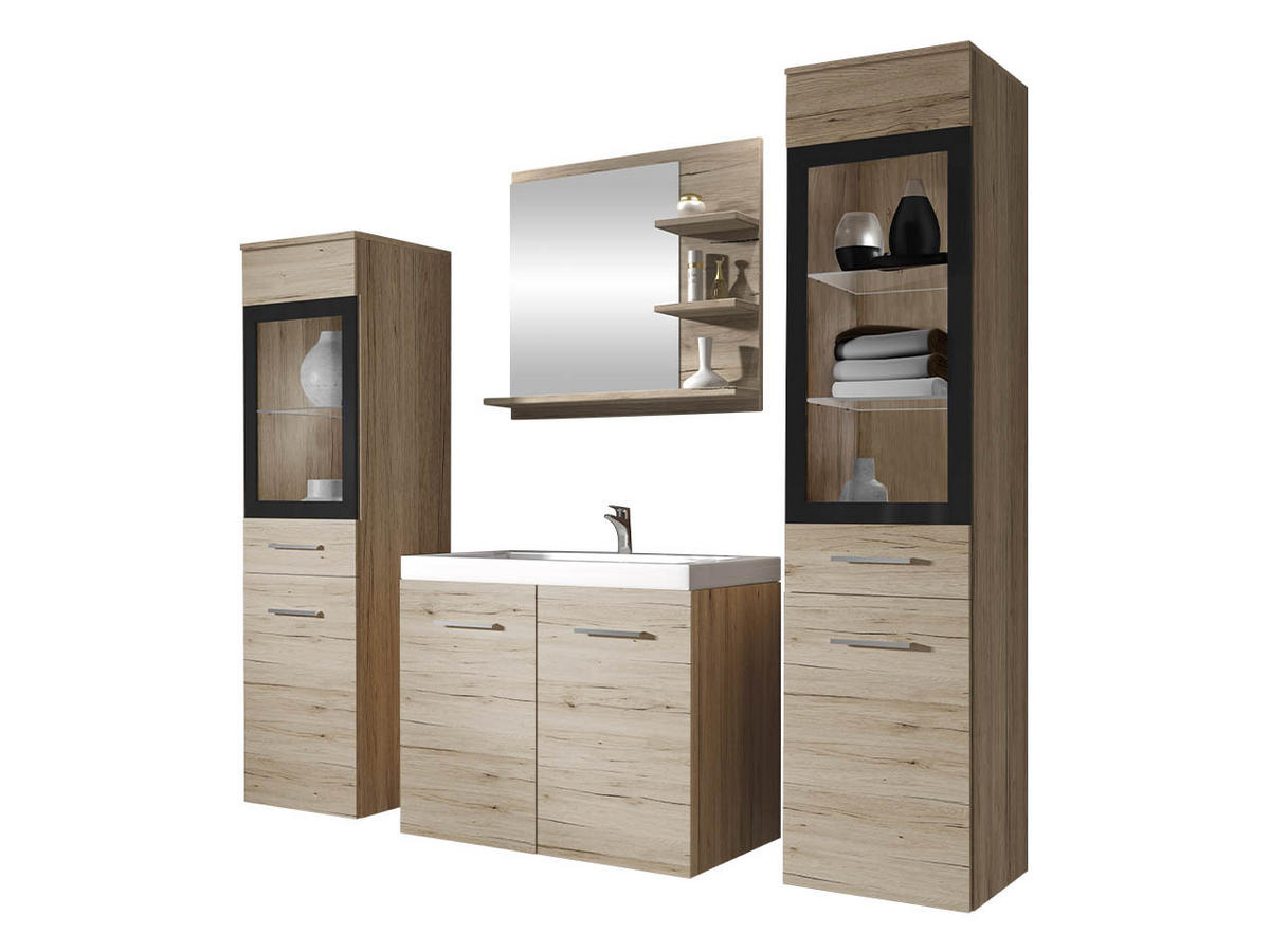 BADMÖBEL-SET Madrit I - Eiche San Remo, Holzwerkstoff (30/132/30cm) - MIRJAN24