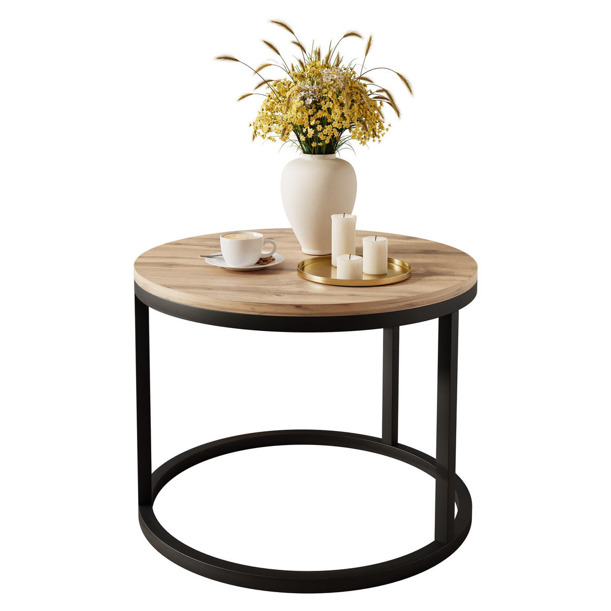 COUCHTISCH CIRI Eichenholz Wotan - Eiche Wotan/Schwarz, Holzwerkstoff (60/60/42cm) - Lookway