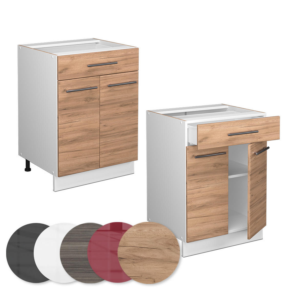 KÜCHENUNTERSCHRANK Fame-Line Goldkraft Eiche 60 cm mit Schublade AP Eiche - Eiche Wotan/Weiß, Holzwerkstoff (60/82/60cm) - Vicco