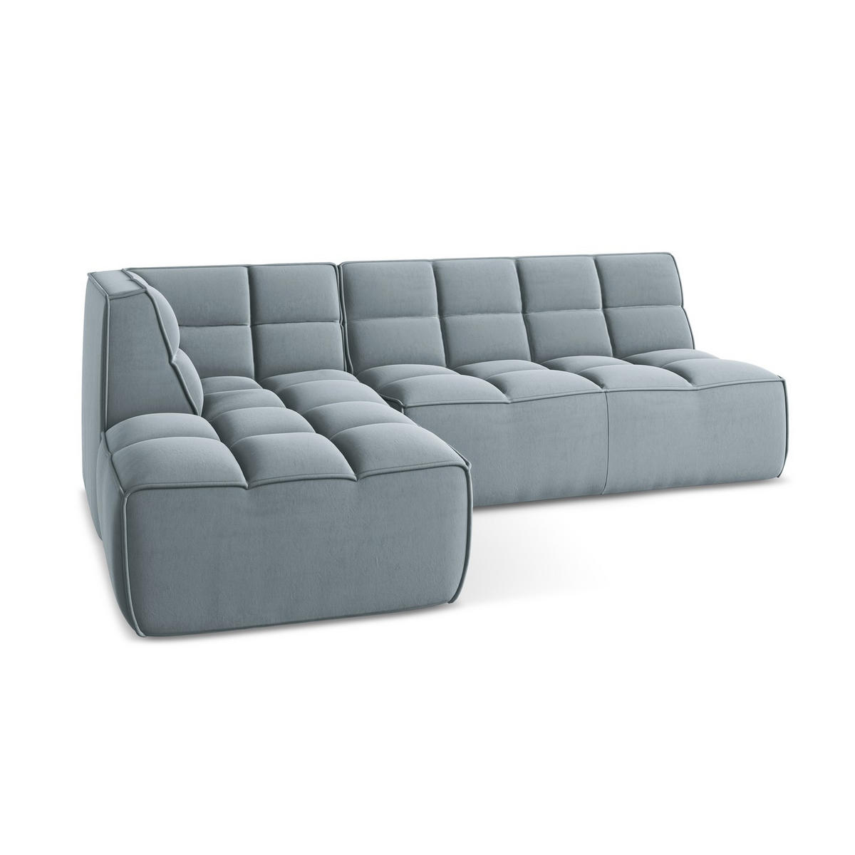 ECKSOFA Beidseitig Samt Stoff Blau - Blau/Schwarz, Kunststoff/Textil (258/178cm) - LaMiaSofa