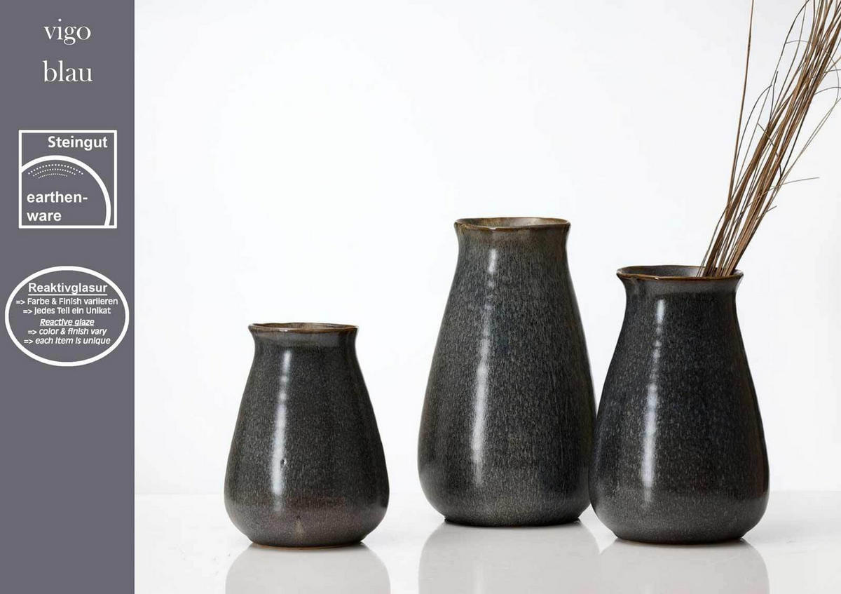 VASEN-SET Vigo blau 3er Set - Blau, Keramik (1cm) - Ritzenhoff Breker