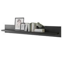 WANDBOARD schwarz matt, Wandregal 180 cm - Schwarz, Holzwerkstoff/Metall (180/25/22cm) - Furn.Design