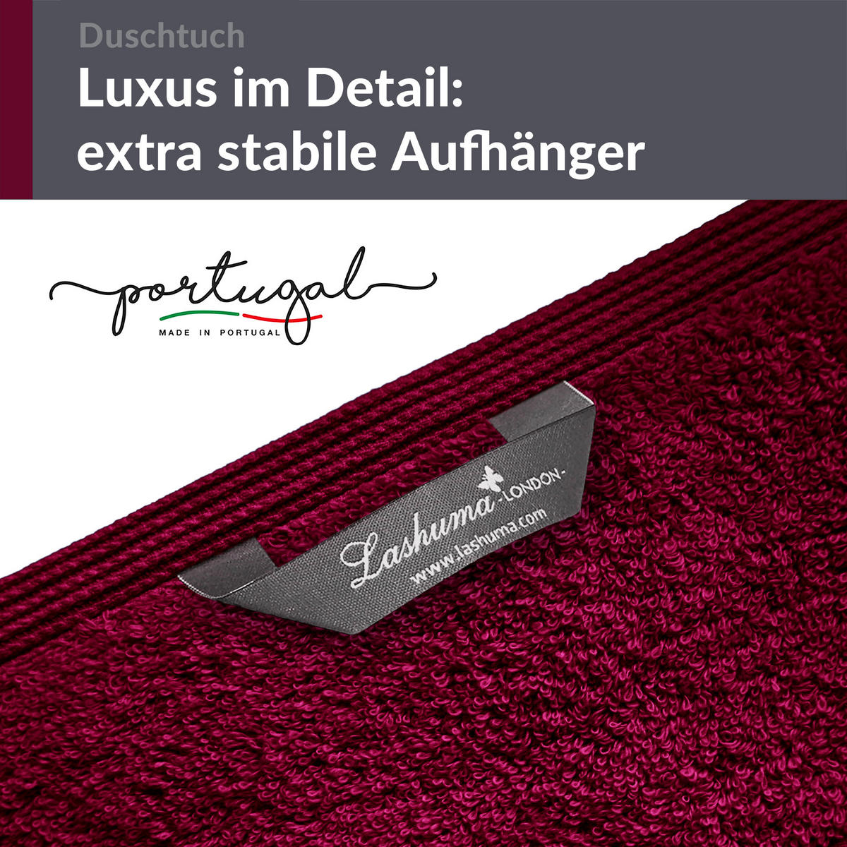 DUSCHTUCH London Kirsch Rot 2er Set 70x140 - Kirschrot, Textil (70/140cm) - Lashuma