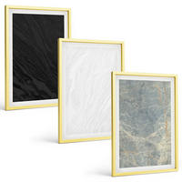 BILDER SET 3er Set - 40x60 cm Goldrahmen - Die Farben eleganter Steinstrukturen - Goldfarben, Kunststoff (40/60cm) - TULUP