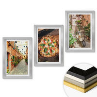 WANDBILDER 3er Set - 20x30 cm Silberner Rahmen - Charmante Straßen mit Pizza - Silberfarben, Kunststoff (20/30cm) - ArtPrintCave