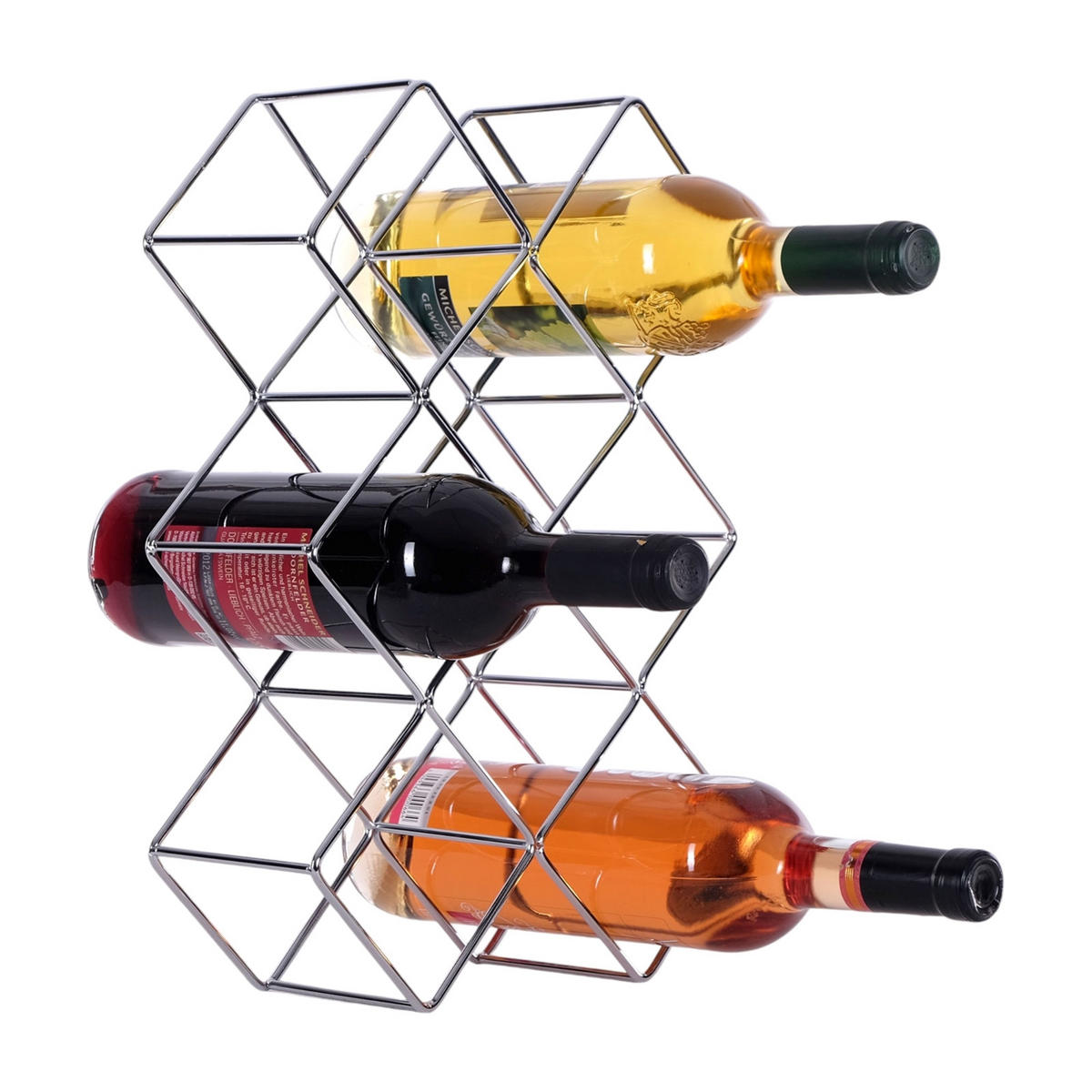 FLASCHENHALTER QUADRAT Metall silber - Silberfarben, Metall (25/38/10cm) - DESIGN DELIGHTS