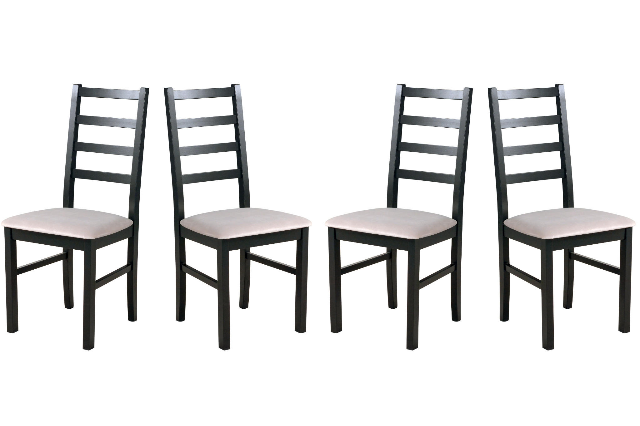 ESSZIMMERSTUHL - Set 4x Nilo 8 , schwarz, paros 2 - Beige/Schwarz, Holz (43/94/40cm) - Leaf Design