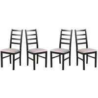 ESSZIMMERSTUHL - Set 4x Nilo 8 , schwarz, paros 2 - Beige/Schwarz, Holz (43/94/40cm) - Leaf Design