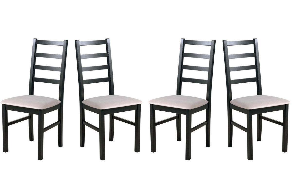 ESSZIMMERSTUHL - Set 4x Nilo 8 , schwarz, paros 2 - Beige/Schwarz, Holz (43/94/40cm) - Leaf Design