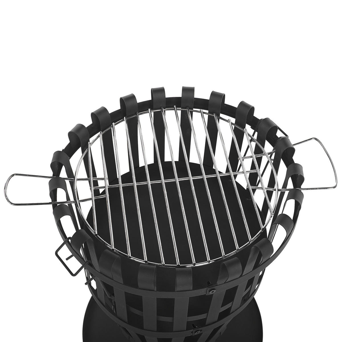 FEUERSTELLE Stahl schwarz rund mit Bodenplatte Pulo - Schwarz, Metall (49/72/49cm)