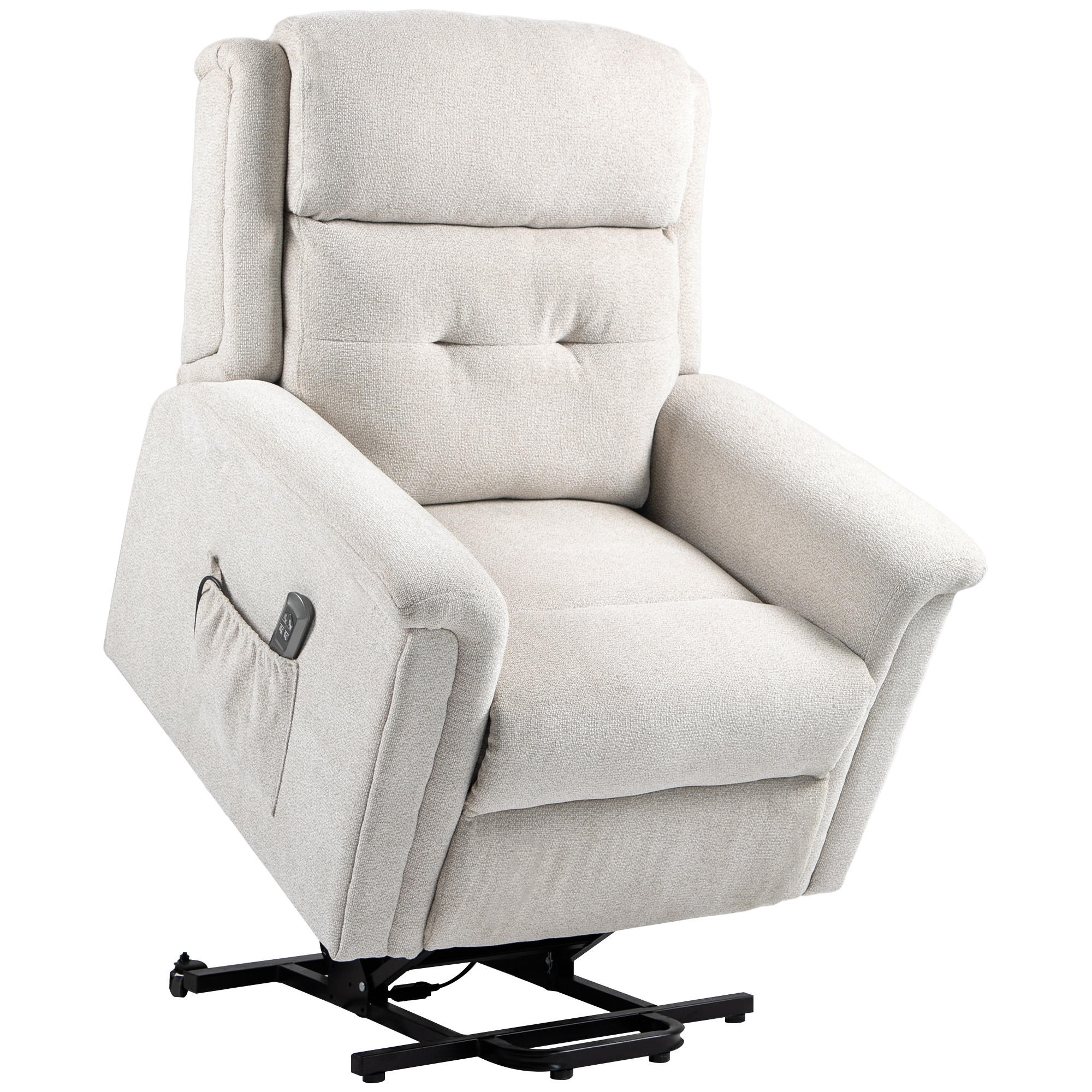 FERNSEHSESSEL mit Aufstehhilfe, Cremeweiß - Creme, Kunststoff (87/108/92cm) - HOMCOM