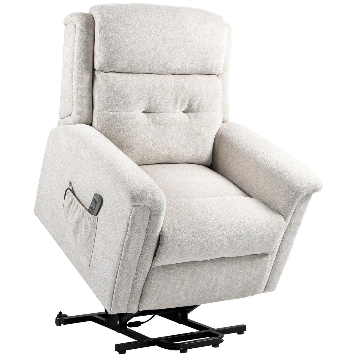 FERNSEHSESSEL mit Aufstehhilfe, Cremeweiß - Creme, Kunststoff (87/108/92cm) - HOMCOM