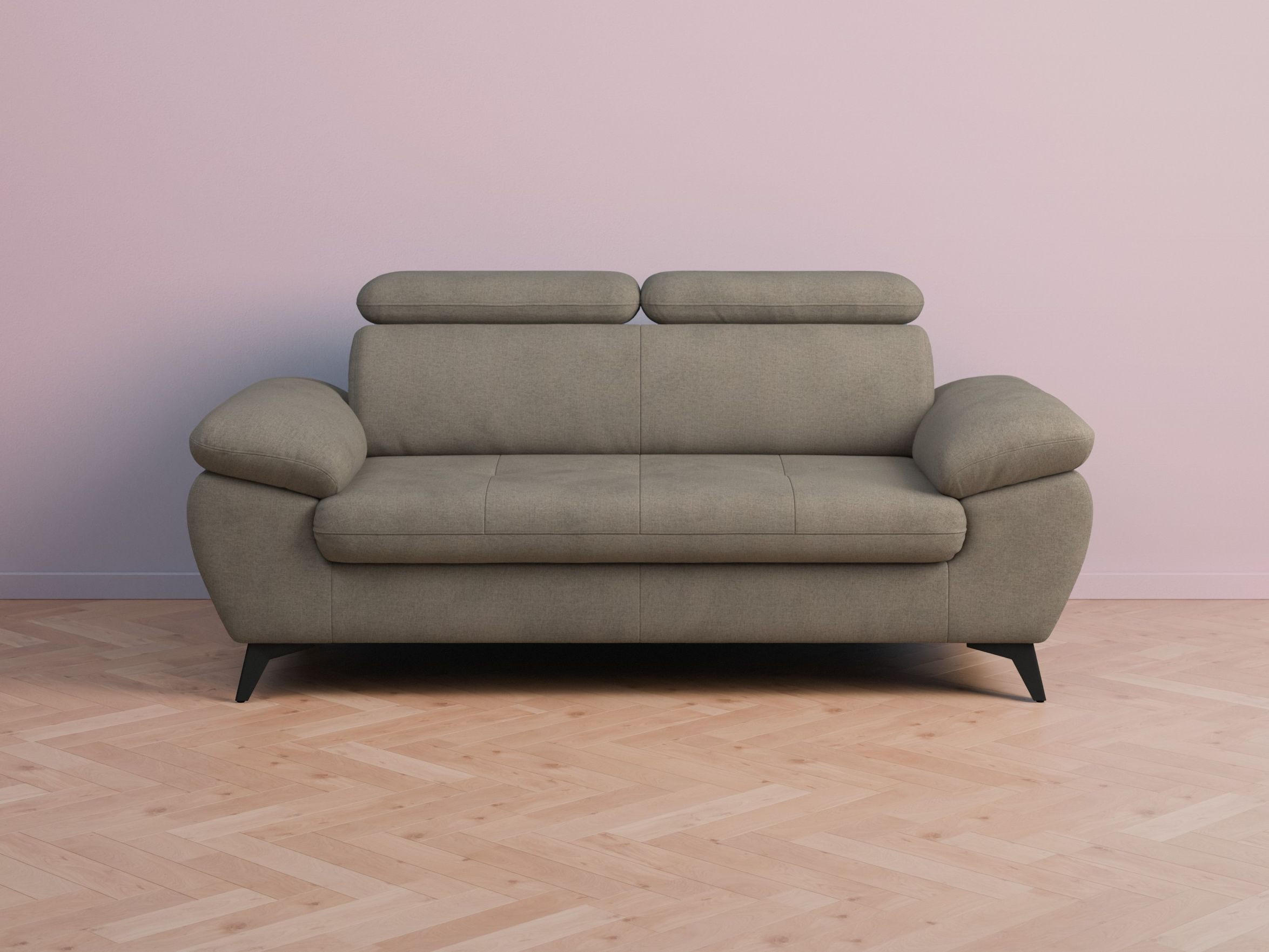 2,5-SITZER Karlstad Chenille Beige verstell. Kopfstützen B 194 cm - Taupe, Kunststoff/Textil (194/84/100cm) - foamnova