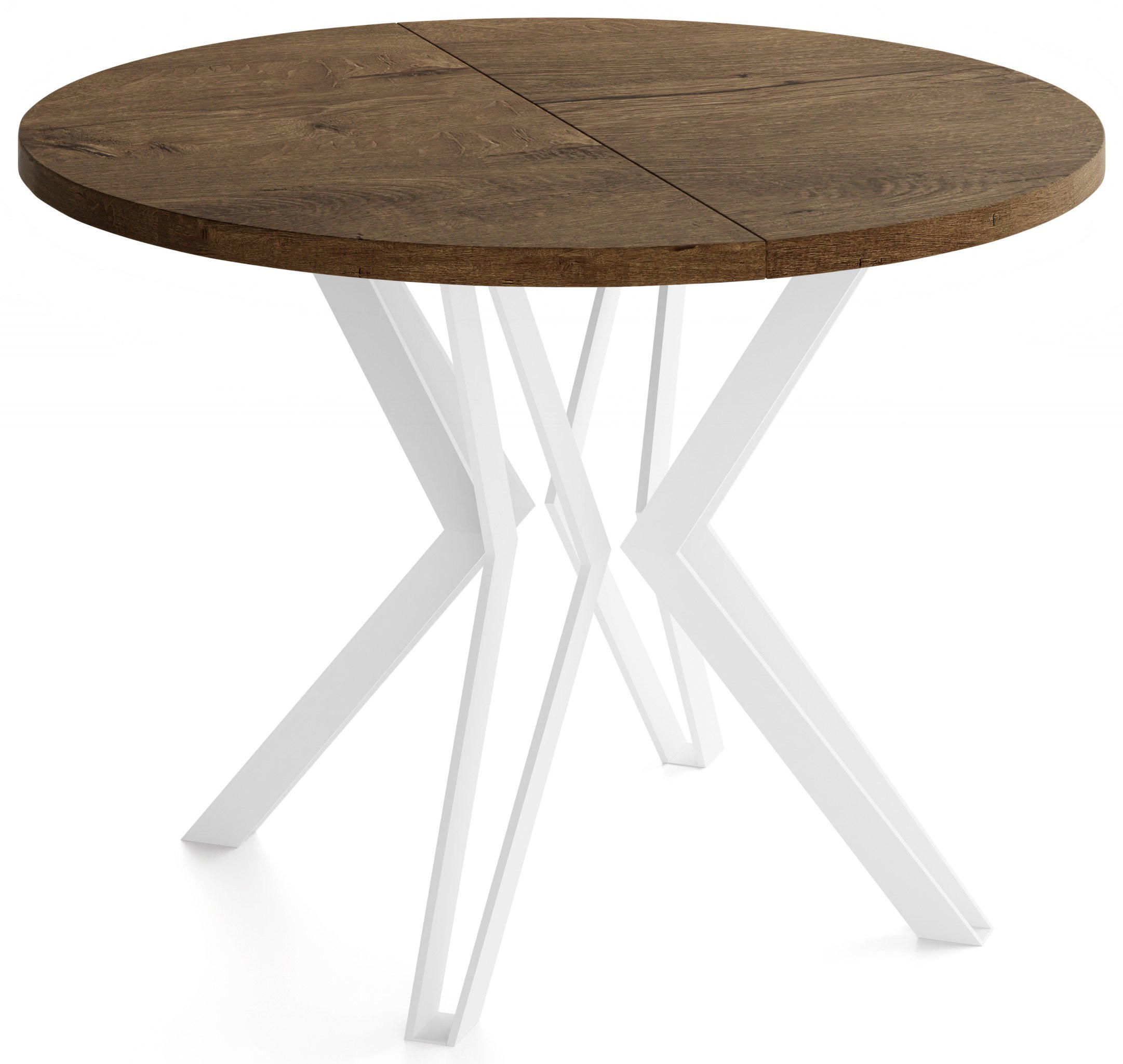 ESSTISCH Austin runder ausziehbarer, Lefkas Eiche 120-200/100/76 cm - Alteiche/Braun, Holzwerkstoff/Metall (120/200/76cm) - WFL GROUP