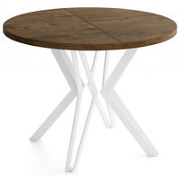 ESSTISCH Austin runder ausziehbarer, Lefkas Eiche 120-200/100/76 cm - Alteiche/Braun, Holzwerkstoff/Metall (120/200/76cm) - WFL GROUP