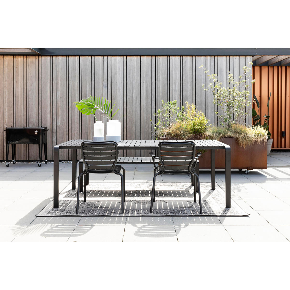 GARTENTISCH Vondel 214x97 cm Schwarz - Schwarz, Metall (214/96.7/75cm) - Zuiver