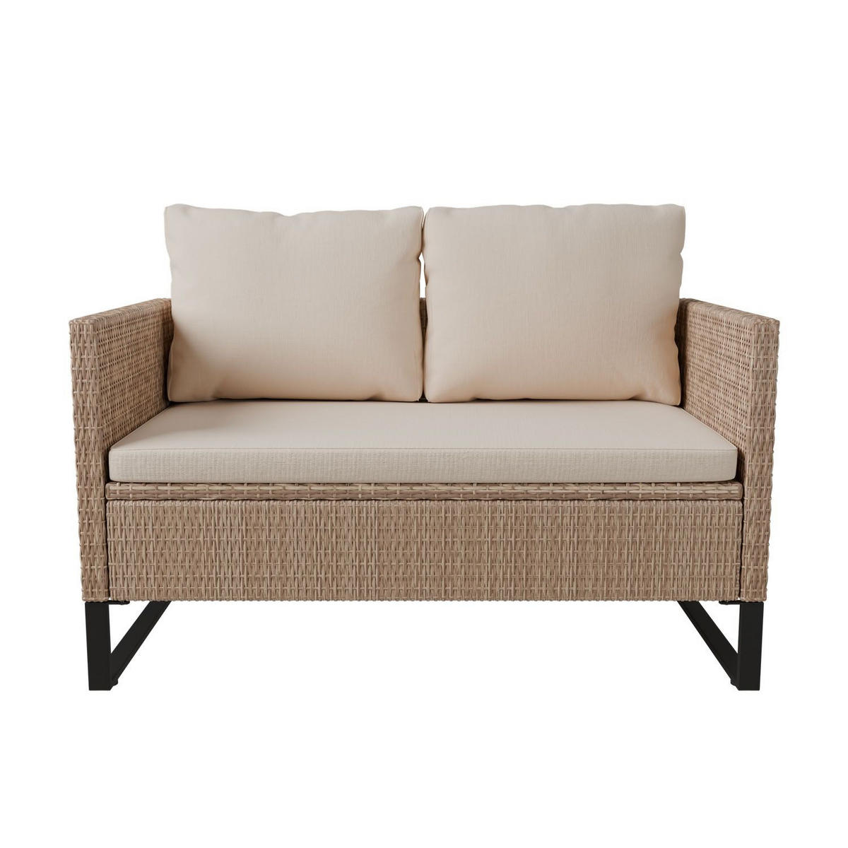 LOUNGEGARNITUR Santorini creme / sand - Beige, Kunststoff/Metall - Juskys