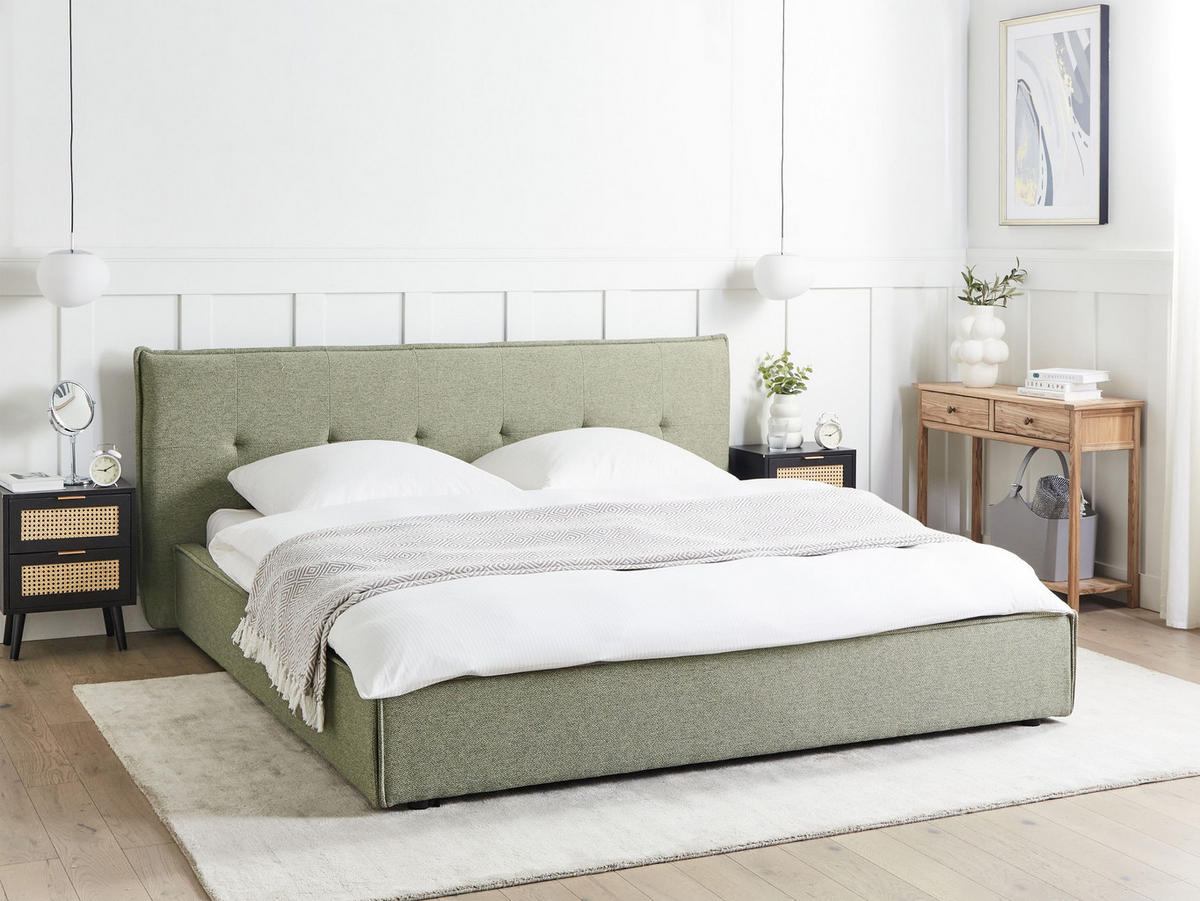 POLSTERBETT mit Lattenrost 180x200 cm Grün Lestre - Grün, Textil (180/200cm) - Beliani