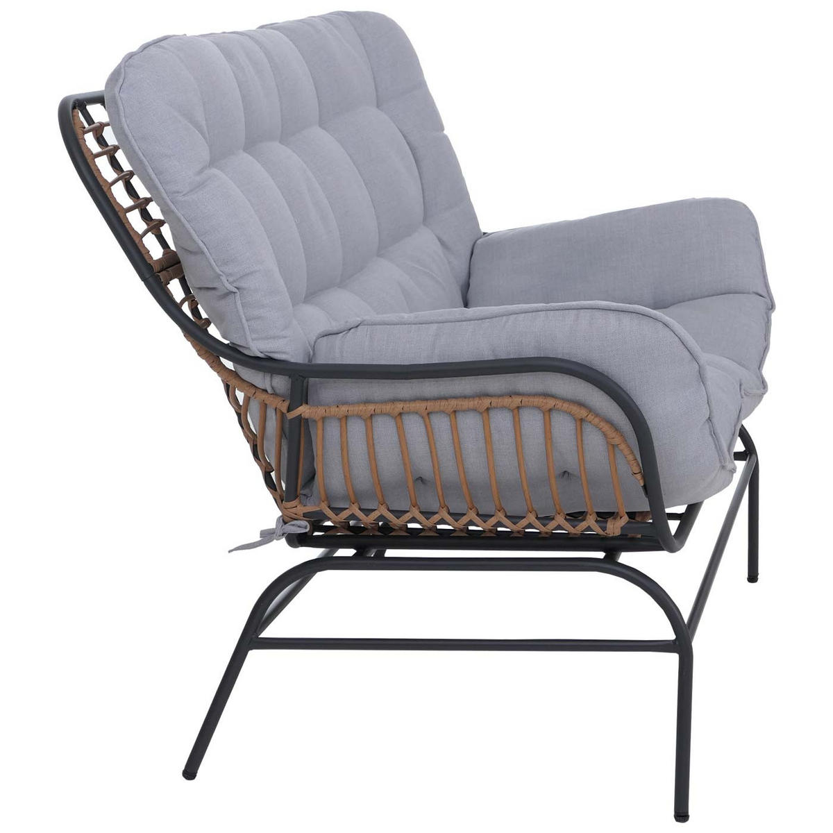 GARTENSOFA 2er Dunkelgrau Polster Hellgrau - Grau, Metall (121/93/87cm) - PROREGAL