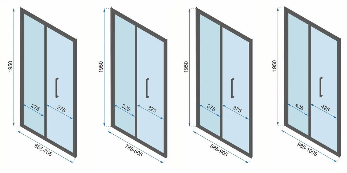 DUSCHKABINE Rea Rapid Fold Wandmontage 80x100 - Schwarz, Glas (80/100/195cm) - REA