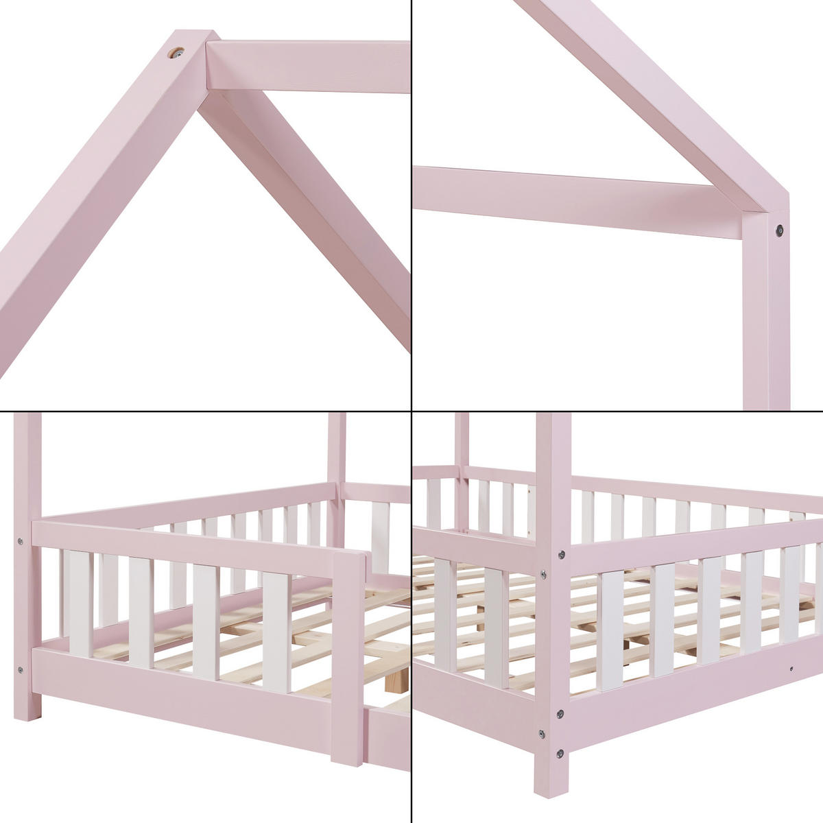 Pink/Weiß, Holz (140/200cm) - [en.casa]