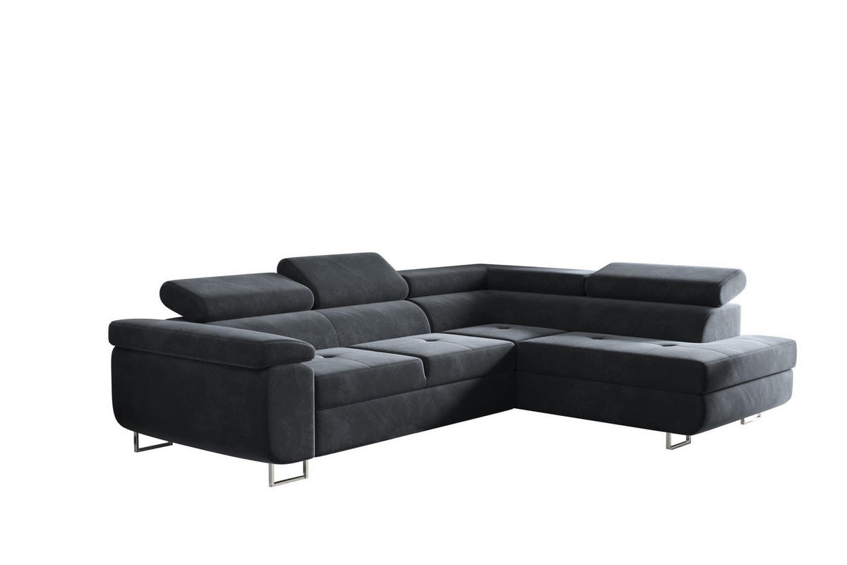 ECKSOFA mit Schlaffunktion und Bettkasten ATOM Anthrazit Rechts - Anthrazit, Holz/Textil (275/202cm) - Kaiser Möbel