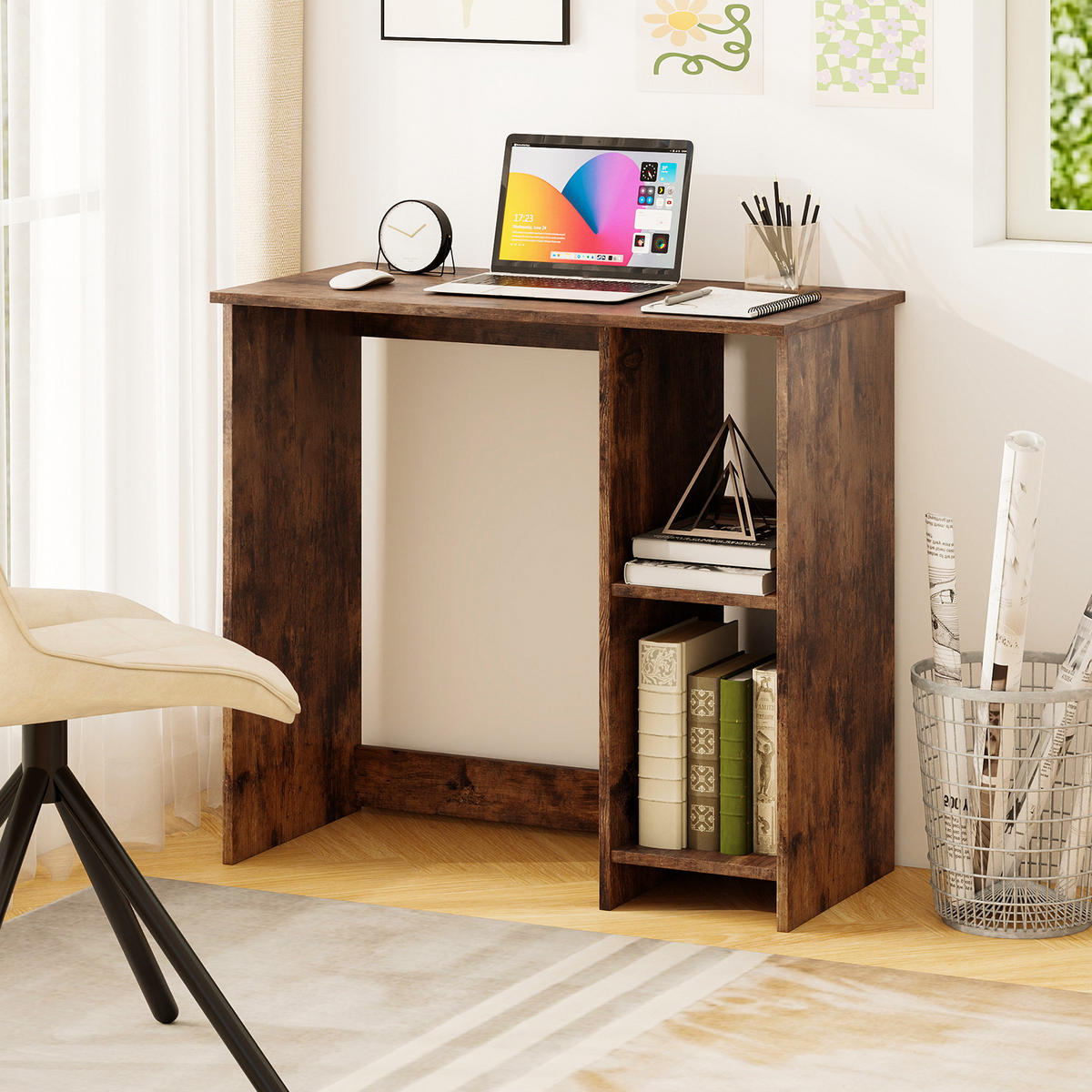COMPUTERTISCH Braun - Braun, Holz (40/80/74cm) - COSTWAY