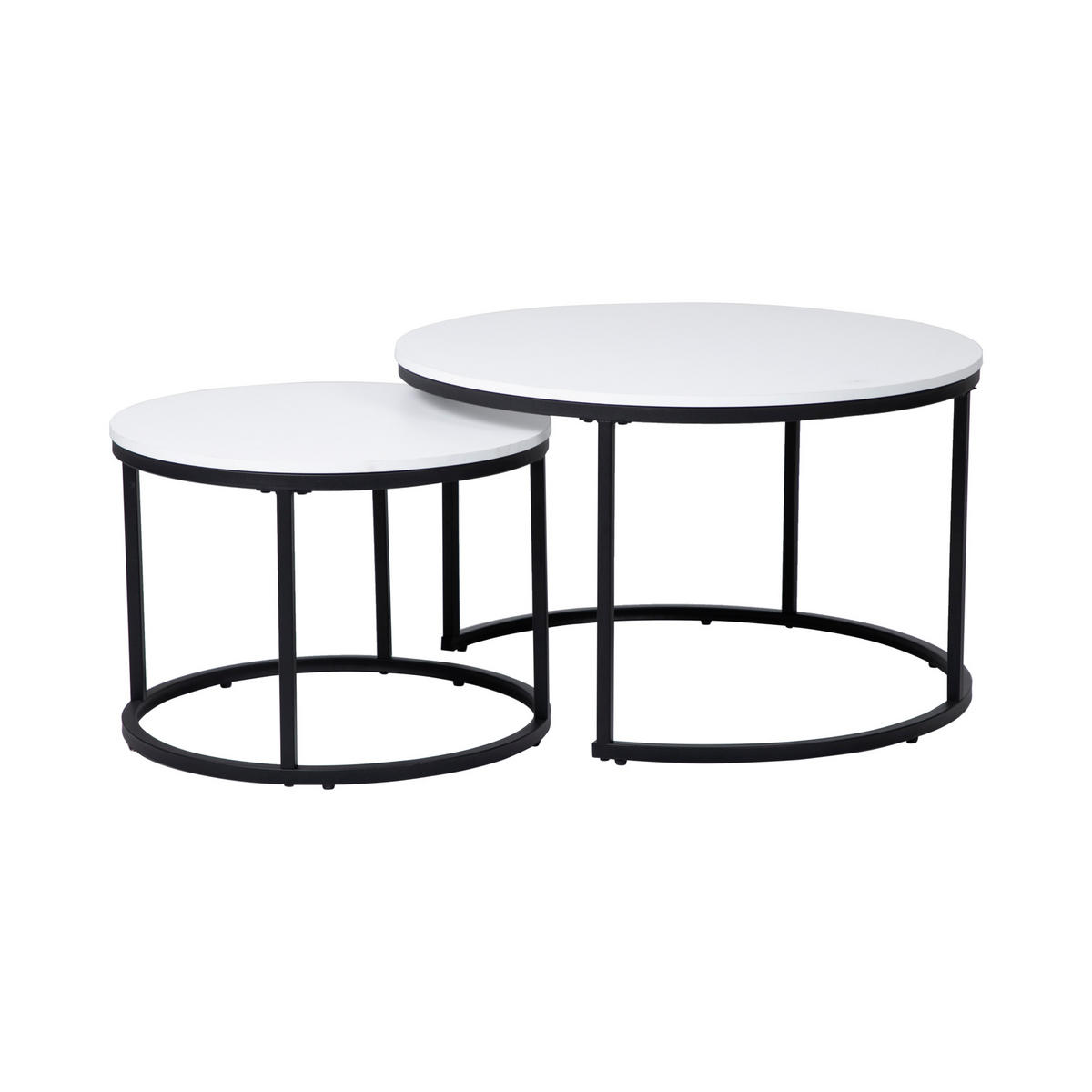 COUCHTISCH 2er Set rund weiß - Weiß, Holzwerkstoff (70/70/42.5cm) - Home Collective