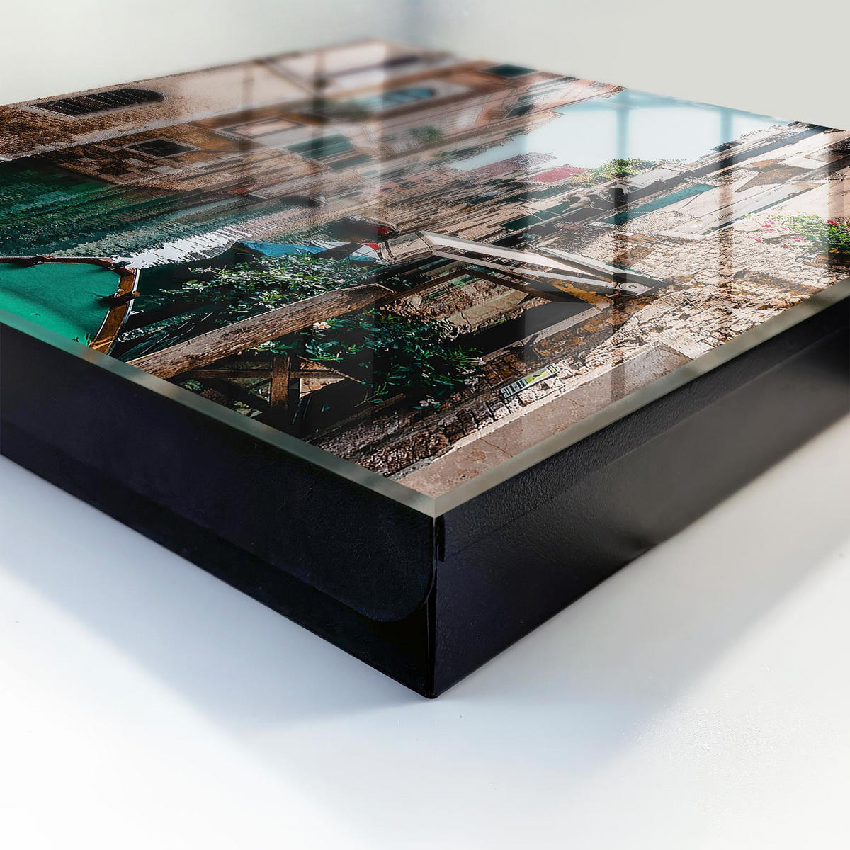SCHLÜSSELBOX Schwarz 30x30 cm- Türöffnung nach rechts - Venezianischer Kanal - Braun, Metall (30/30/5cm) - TULUP