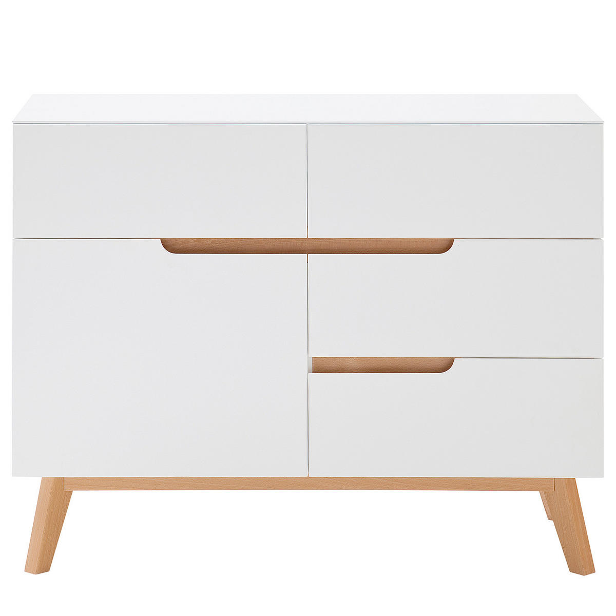 KOMMODE - Eiche teilmassiv - Weiß, Holzwerkstoff (97/76/40cm) - home24