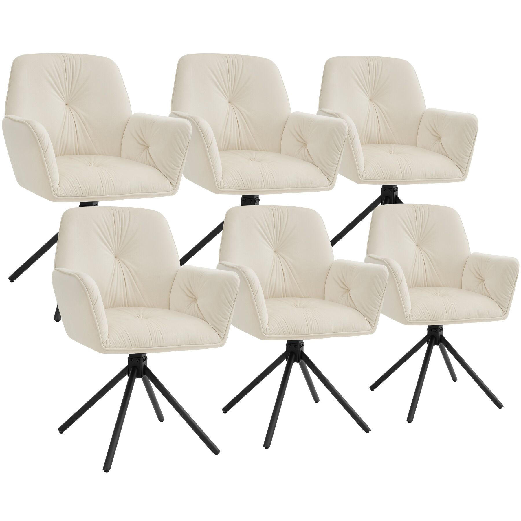 ARMLEHNSTUHL Drehbar Lenia,56,5 x 54 x 86 cm,Samtoptik creme/schwarz - Schwarz/Samtahornfarben, Kunststoff (56.5/86/54cm) - tectake