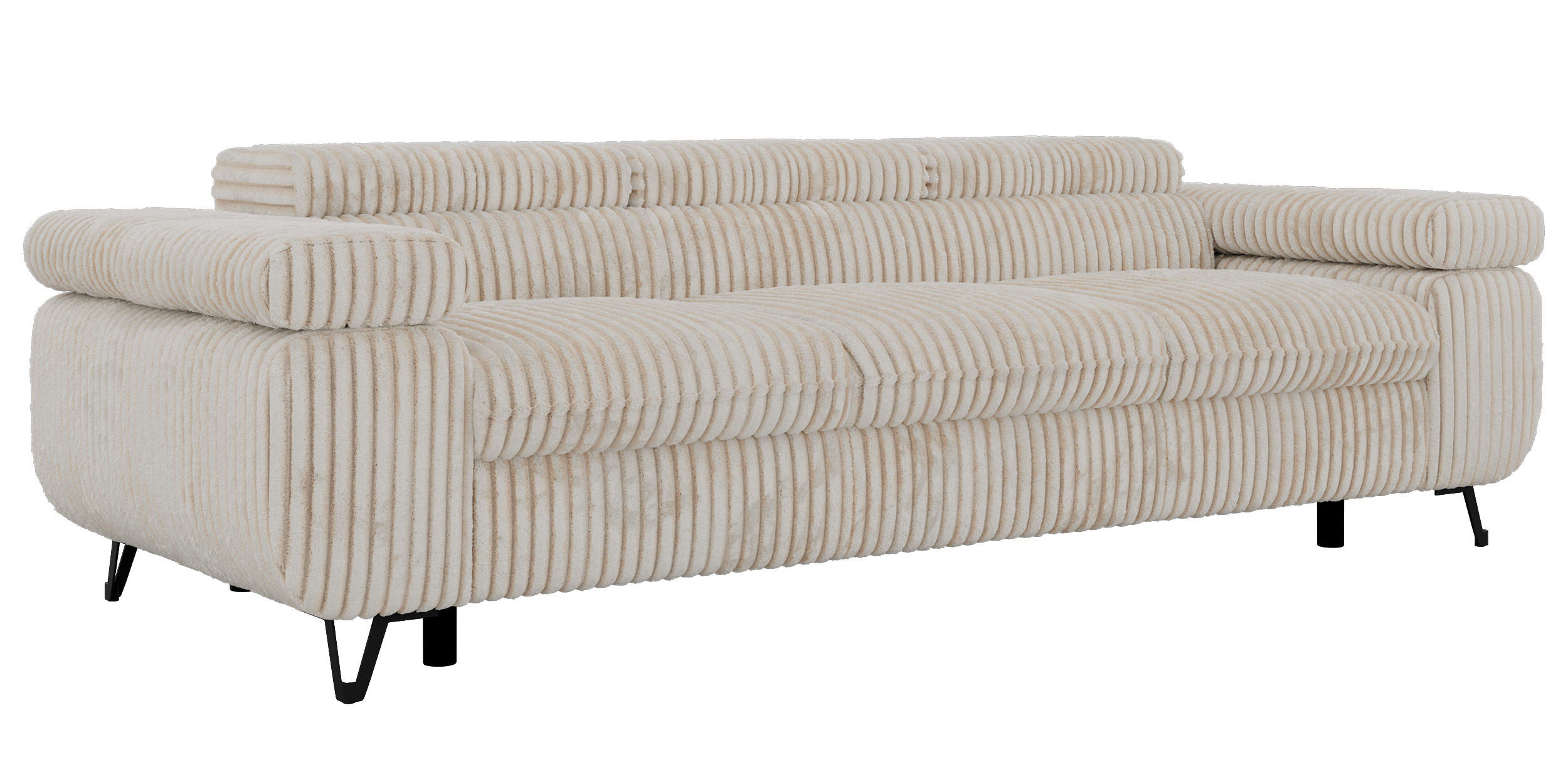 TŘÍMÍSTNÁ POHOVKA PETER 3 - Béžová Manšestr - černá/krémová, kov/textil (262/76/99cm) - MKS