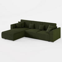 ECKSOFA LUMO L Links Dunkelgrün Flechtwerk-Stoff mit Schlaffunktion und Bettkasten - Dunkelgrün, Textil (293/195cm) - Barchello