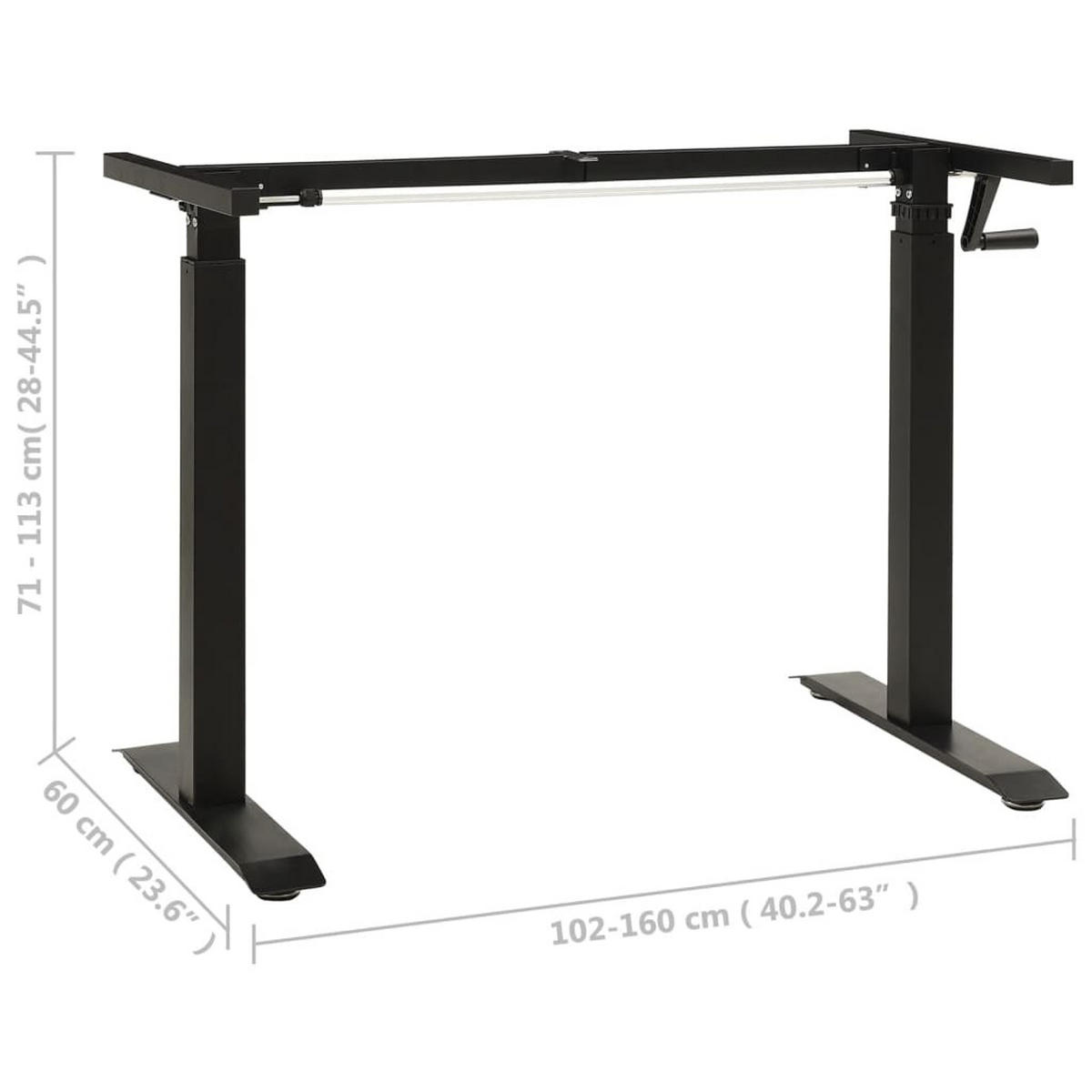 SCHREIBTISCH-GESTELL Manuell Höhenverstellbar Handkurbel - Schwarz, Metall (80/160/113cm) - vidaXL