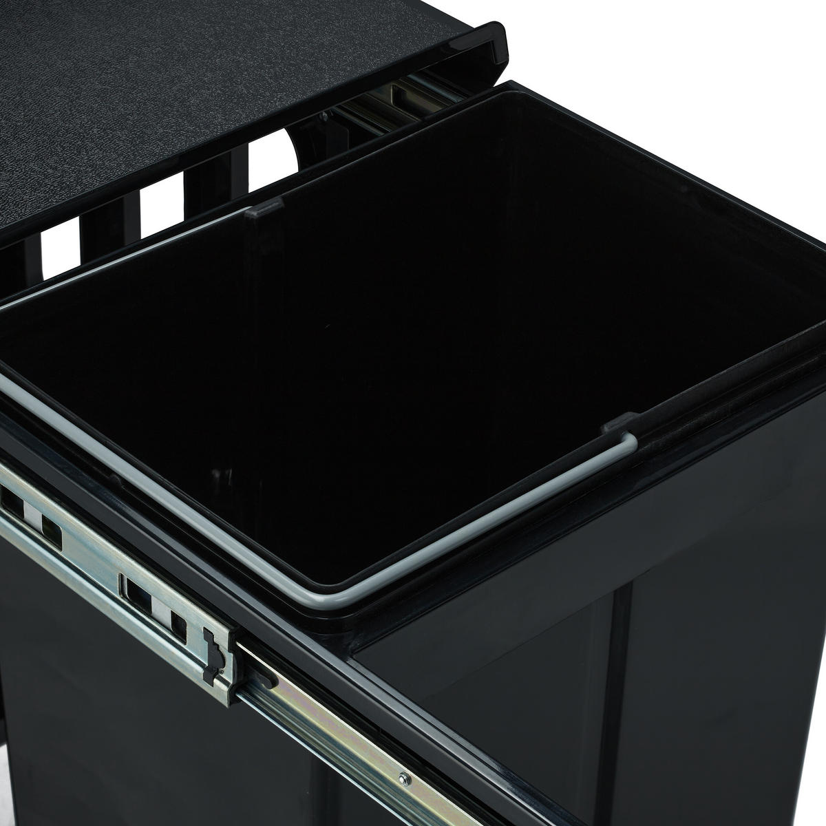 EINBAUMÜLLEIMER 2x15 L - Schwarz, Kunststoff/Metall (34.3/35.1/48cm) - Relaxdays