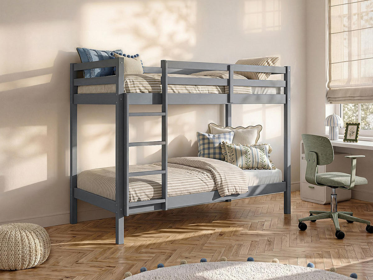 ETAGENBETT - 2 Personen - holz - grau Anicet - Grau, Holz (90/190cm) - Vente-Unique