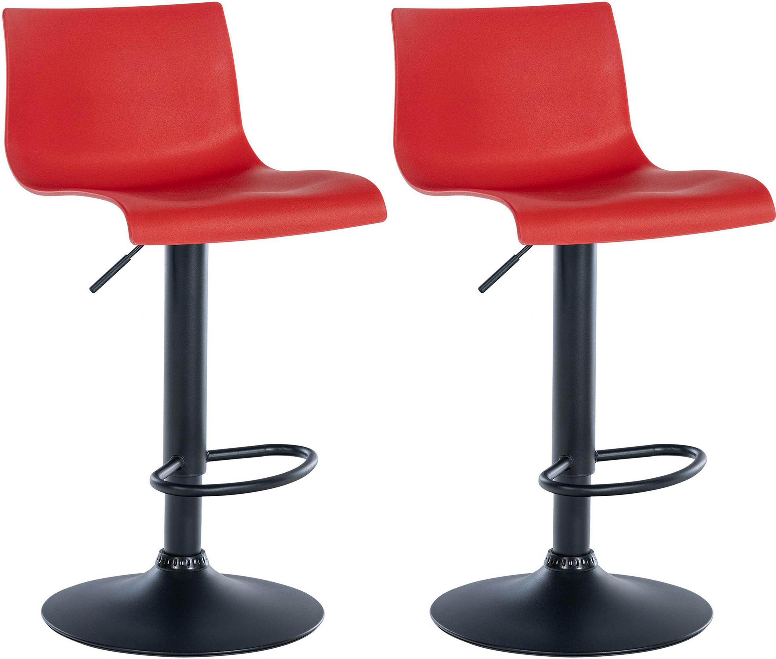 BARHOCKER 2er Set Brandon Kunststoff rot - Rot/Schwarz, Kunststoff/Metall (39/104/36cm) - TPFLiving