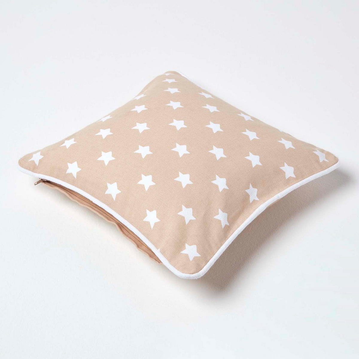 KISSENHÜLLE Sterne 30/30 cm, 100% Baumwolle - Beige, Textil (30/30cm) - Homescapes